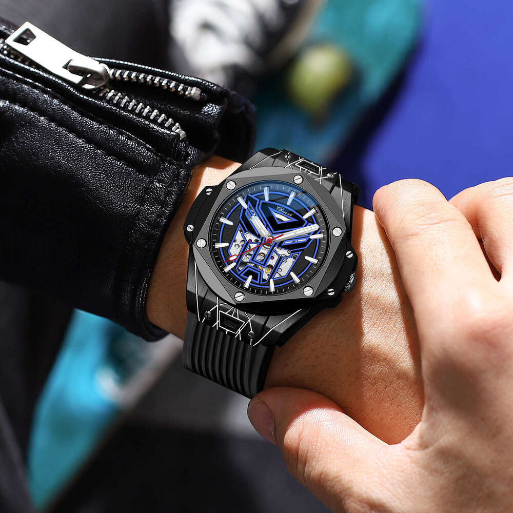 CHENXI Fashion Cool design sense Men's Waterproof Luminous Automatic Hollow mechanical dial Mechanical Watch for Men