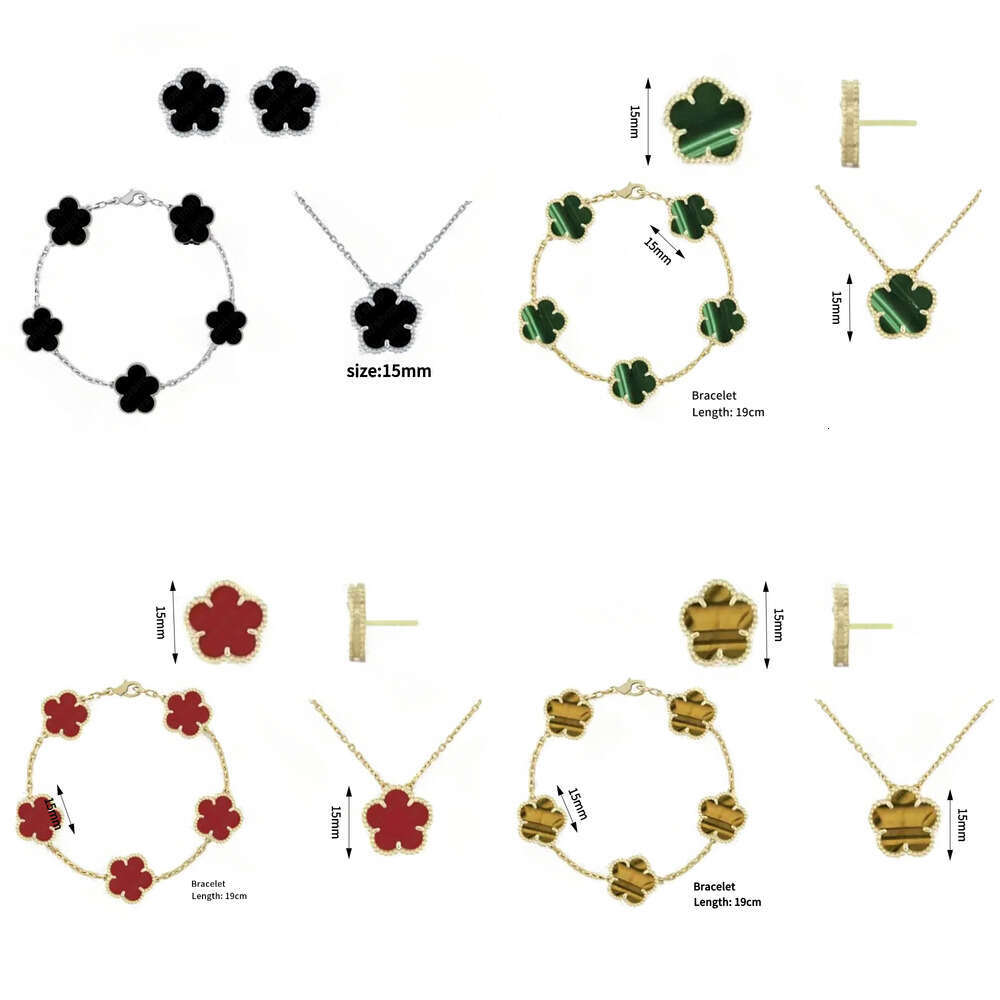 Exquisite Clover Necklace Bracelet Earring Set High Quality Single Flower Necklace Clover Earrings Womens Jewelry Titanium Steel Designer Necklace J
