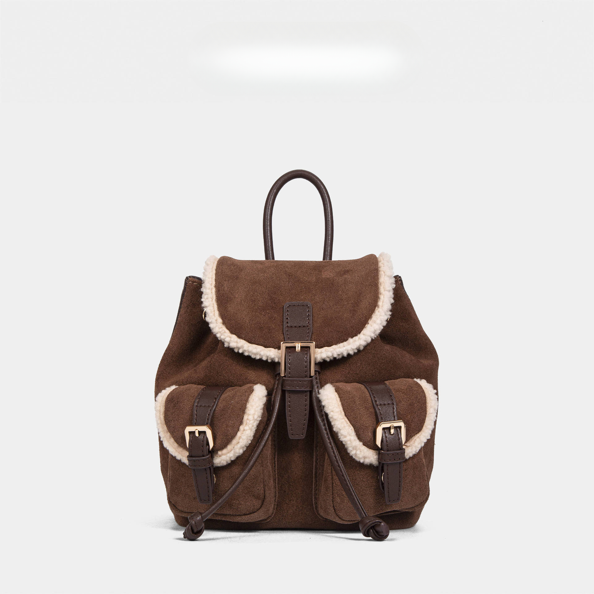Fashion lamb plush leather high-quality women's luxury travel backpack retro style exquisite handbag designer bag