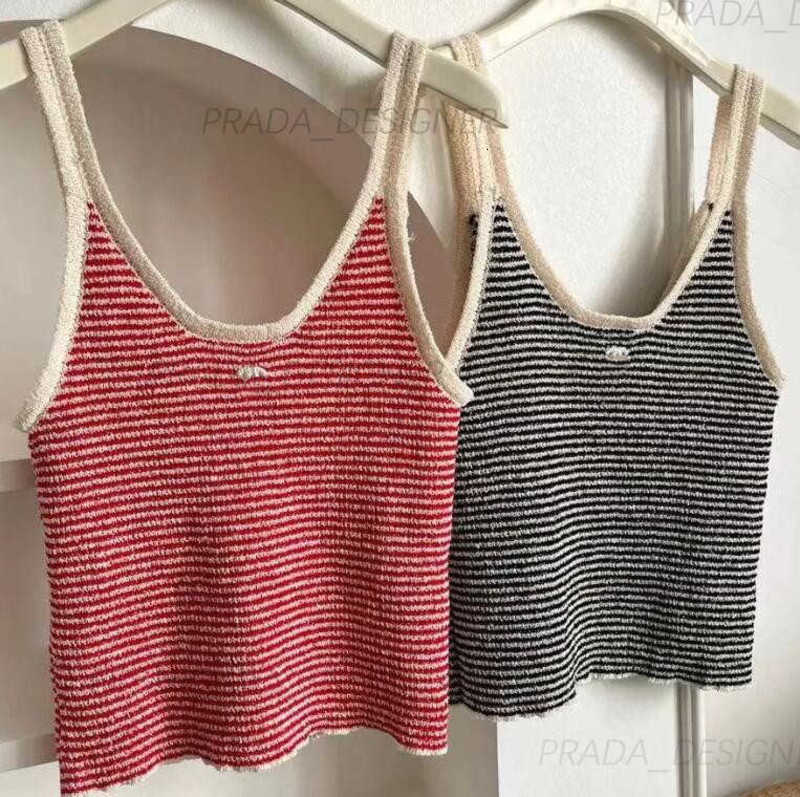 Women's Tanks & Camis Designer vintage Womens Tanks Camis stripes Knitted vest sleeveless sweater tank top FQRF
