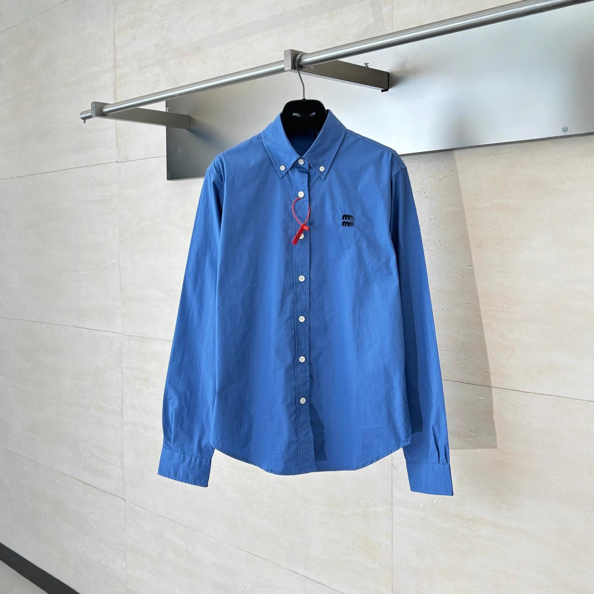 Men's Jackets Correct Version 25 New MIU Brand Solid Color Logo Embroidered Letters Versatile Layered Unisex Celebrity Style Shirt
