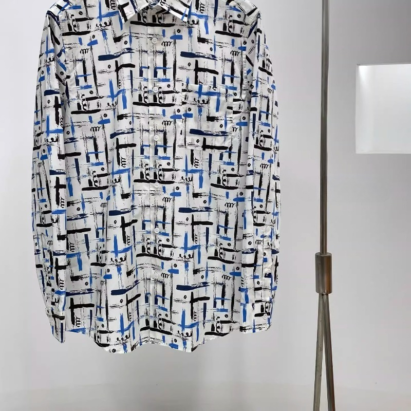 Luxury Designer Shirts for Mens Spring and Summer Leisure Square Collar Long Sleeve Solid Color Shirt B1289