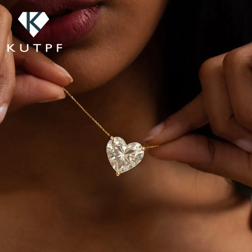 1-3Carat Heart Cut Pendant Necklace for Woman S925 Silver Plated 18k Gold Solitaire Diamond Neckchain Certified 251213