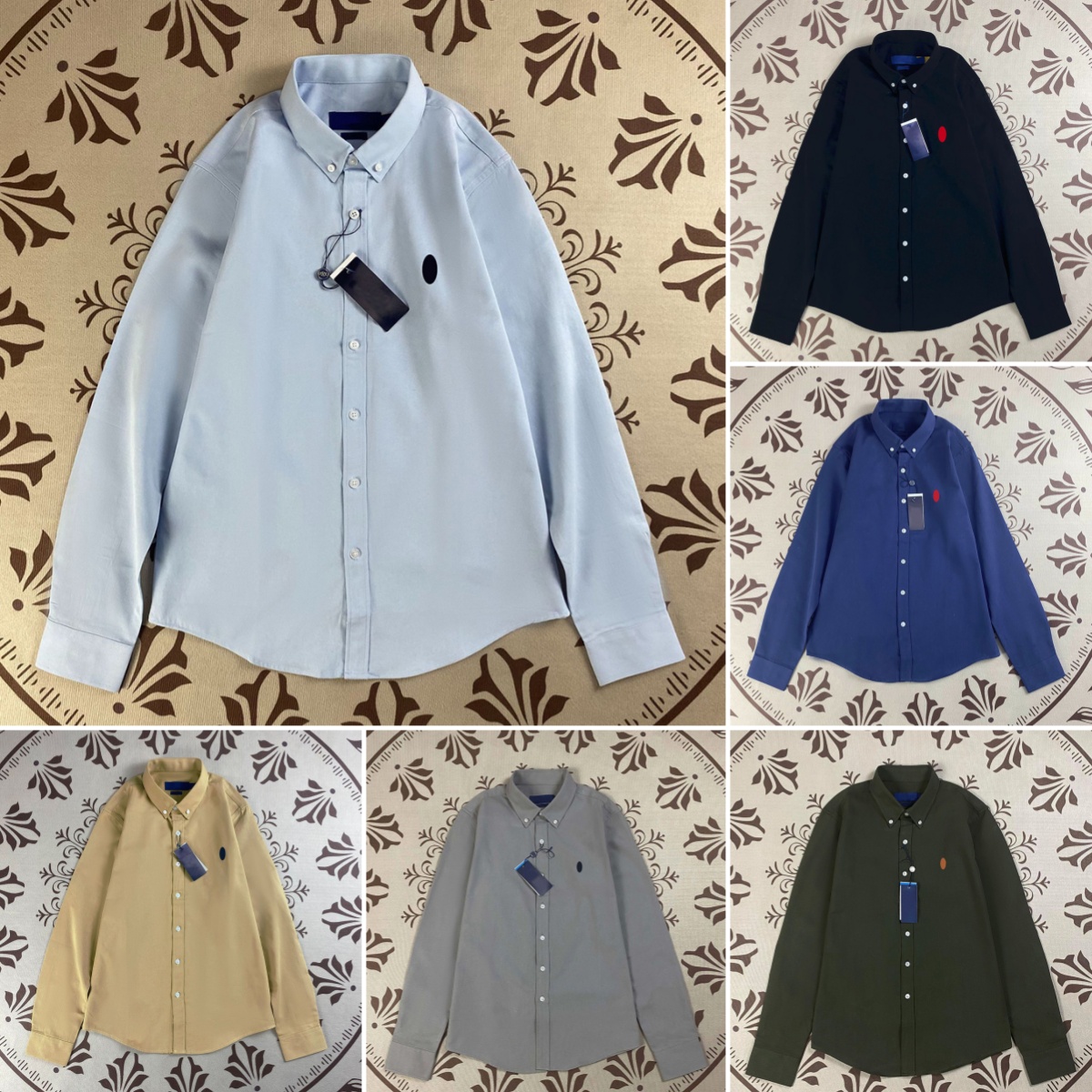 Designer Shirt 100% Cotton Casual Classic Long-Sleeve American-Style Shirt Men's Embroidered Warhorse Couple's Style Sizes M-2XL