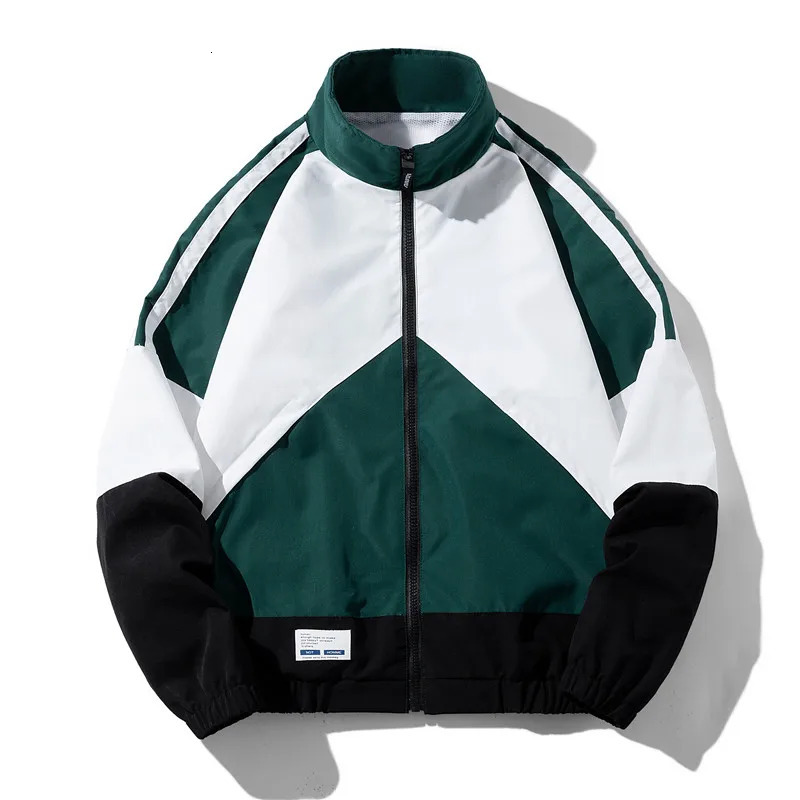 Mens Baseball Jacket Hip Hop Patchwork Loose Jackets Spring Autumn Stand Collar Thin Mens Windbreaker Sportswear Casual Jacket 251209
