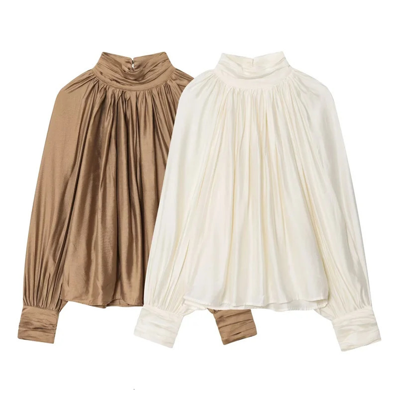 Womens Top Fall 2025 Solid Color Long-Sleeved Draped Decorative Top Sense of Elegant Personality Fashion 251205