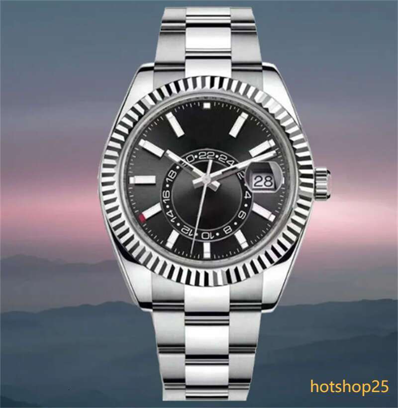 NEW Watches for Men Luxurious 42mm Mechanical Watch 8215 Movemen Sky Designer Black Dial Heart Folding Buckle Watchs Sapphire 904L Stainless Steel W