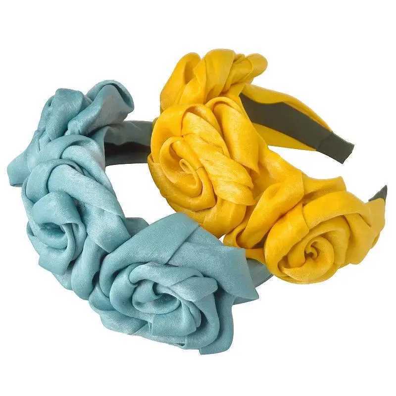 Women Girls Silk Satin Rose Flower Hairband Headband Adult Hair Accessories Hair JewleyXJ251215-image-1088496823