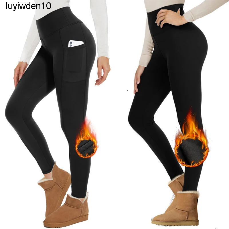 Women's Pants Capris Yoga Outfit VITALINOVO Fleece Lined Leggings Women High Waisted Warm Winter Yoga Pants for Women Thermal Running Workout B