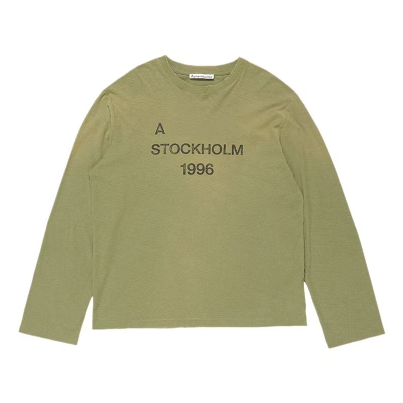 Acneness Long Sleeve Designer Contemporary Style High Quality Sport Luxury Crew Neck Hip Hop Washed Letter Print Mens And Womens Acnr Studios Shirt