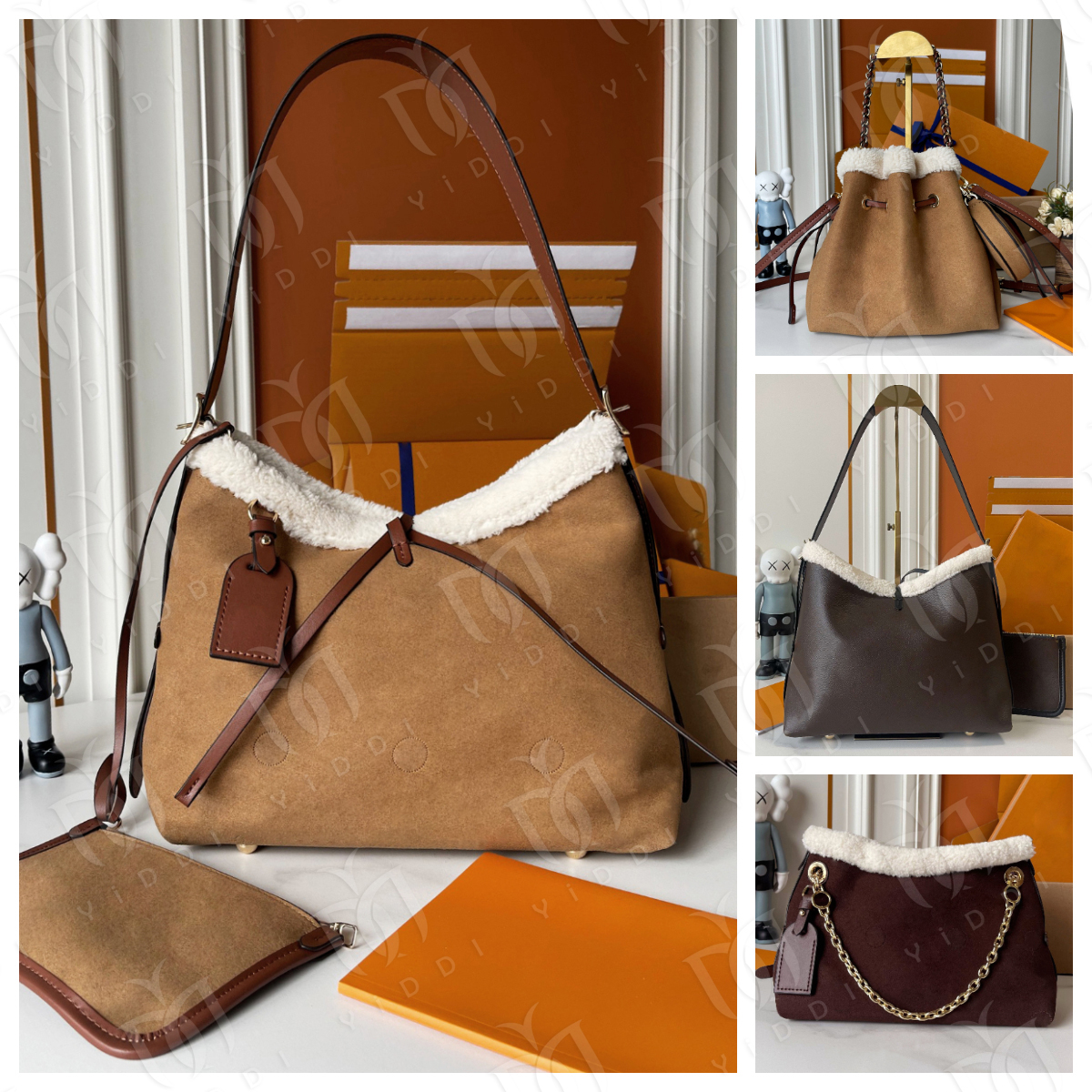 High quality Carryal Shoulder Bags Designer Fuzzy Suede bag Hobo Slouchy bag Womens winter large crossbody handbag Fashion MM PM Tote Bag Designer W