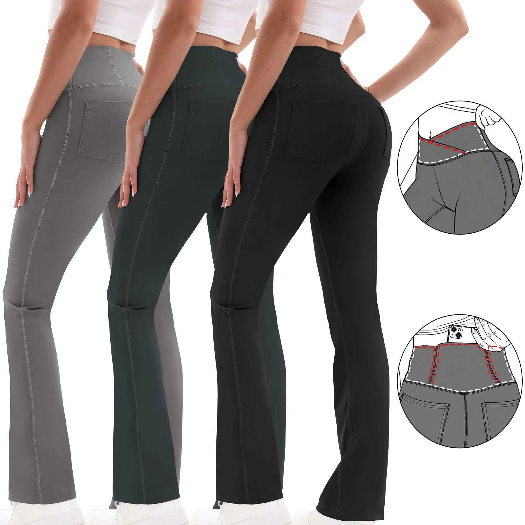 Crossover V-Waist Flare Leggings Women High Waist Tummy Control Yoga Pants Bootcut Wide Leg Gym Fitness Workout Trousers G251215-image-1088458732