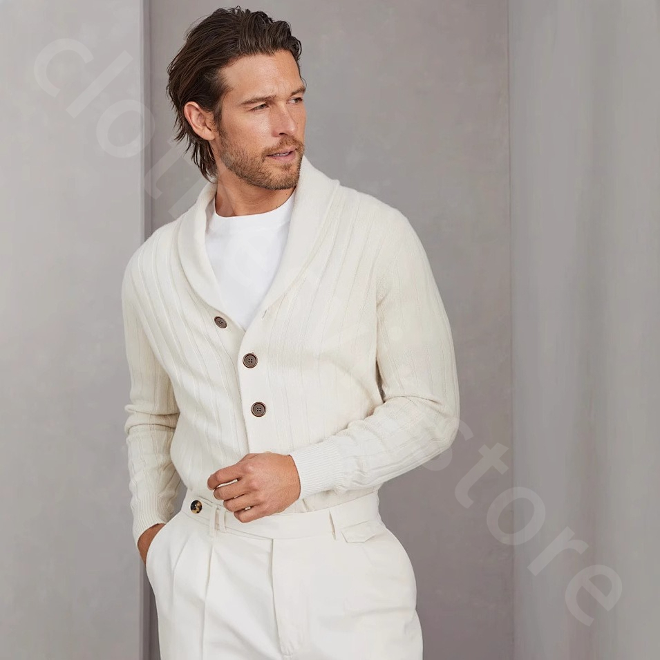 Luxury Designer Mens Cardigans Winter Thick 30% Wool Lapel Sweater Coats B1289