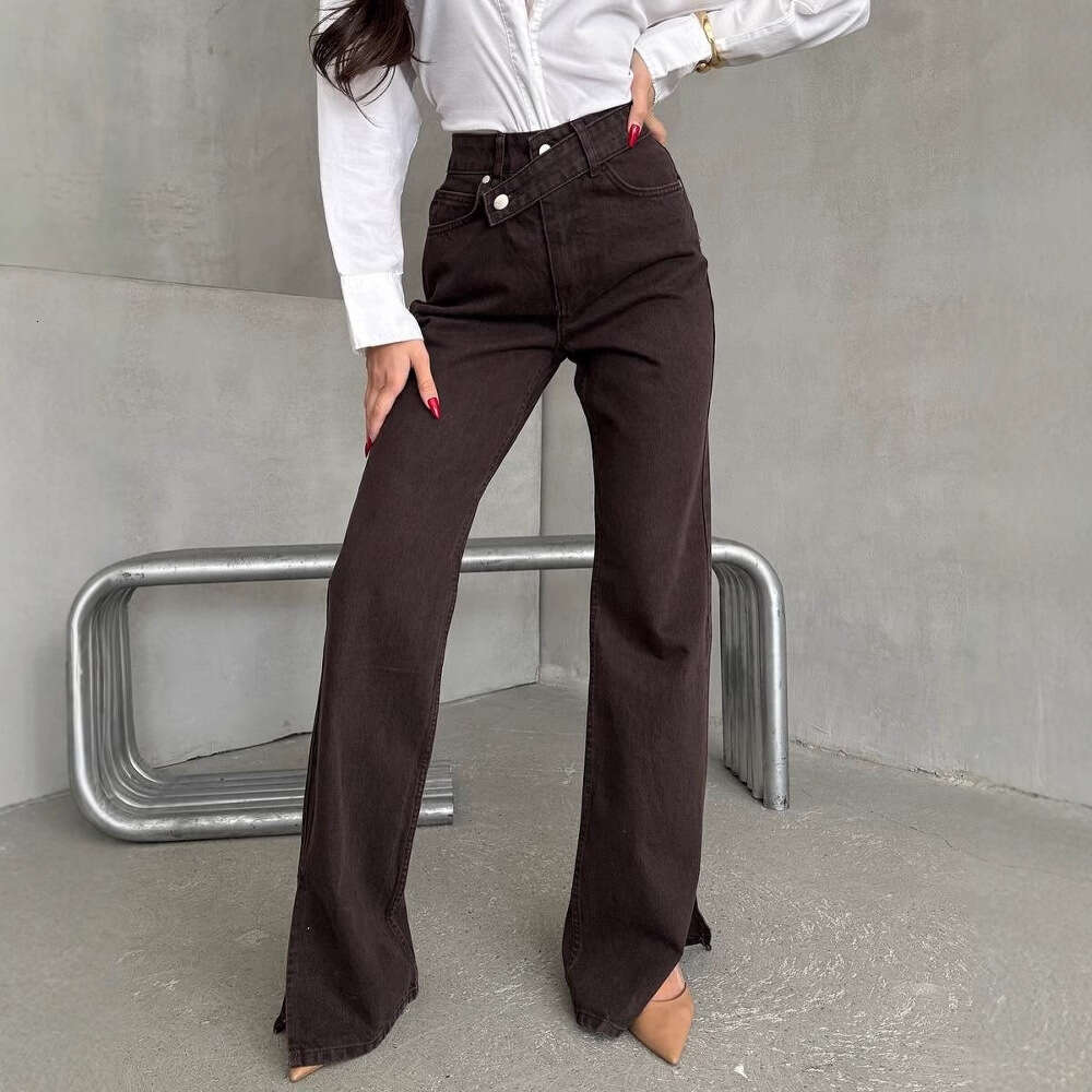 Unique Design Straight-Leg Jeans For Women Spring Summer New High-Waisted Loose Slimming Floor-Length Pants Wholesale B5