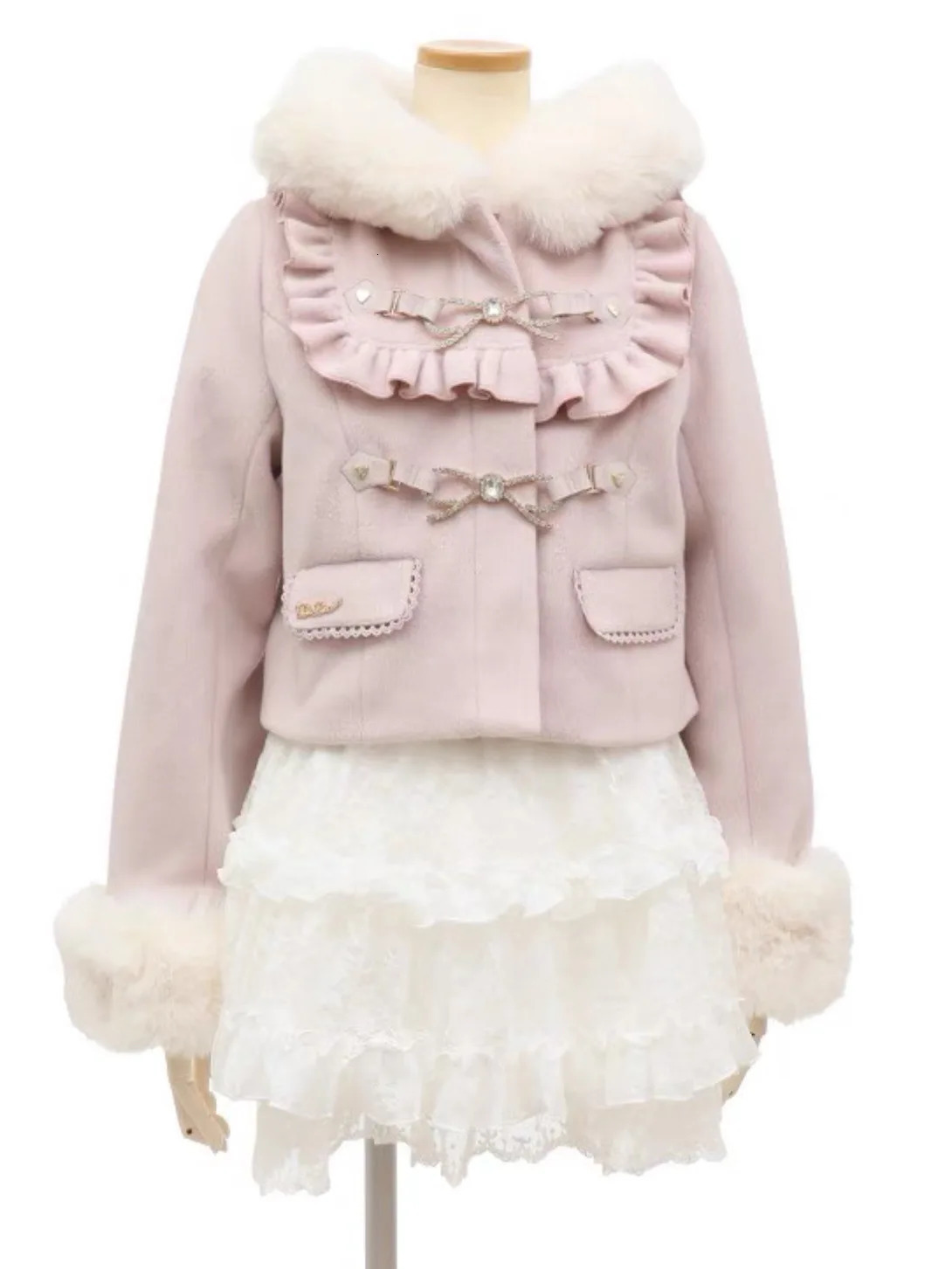 Winter French Style Sweet Lovely Coats Bow Hoody All-match Preppy Student Jacket Japanese Short Warm Thicked Woolen Blends 251213