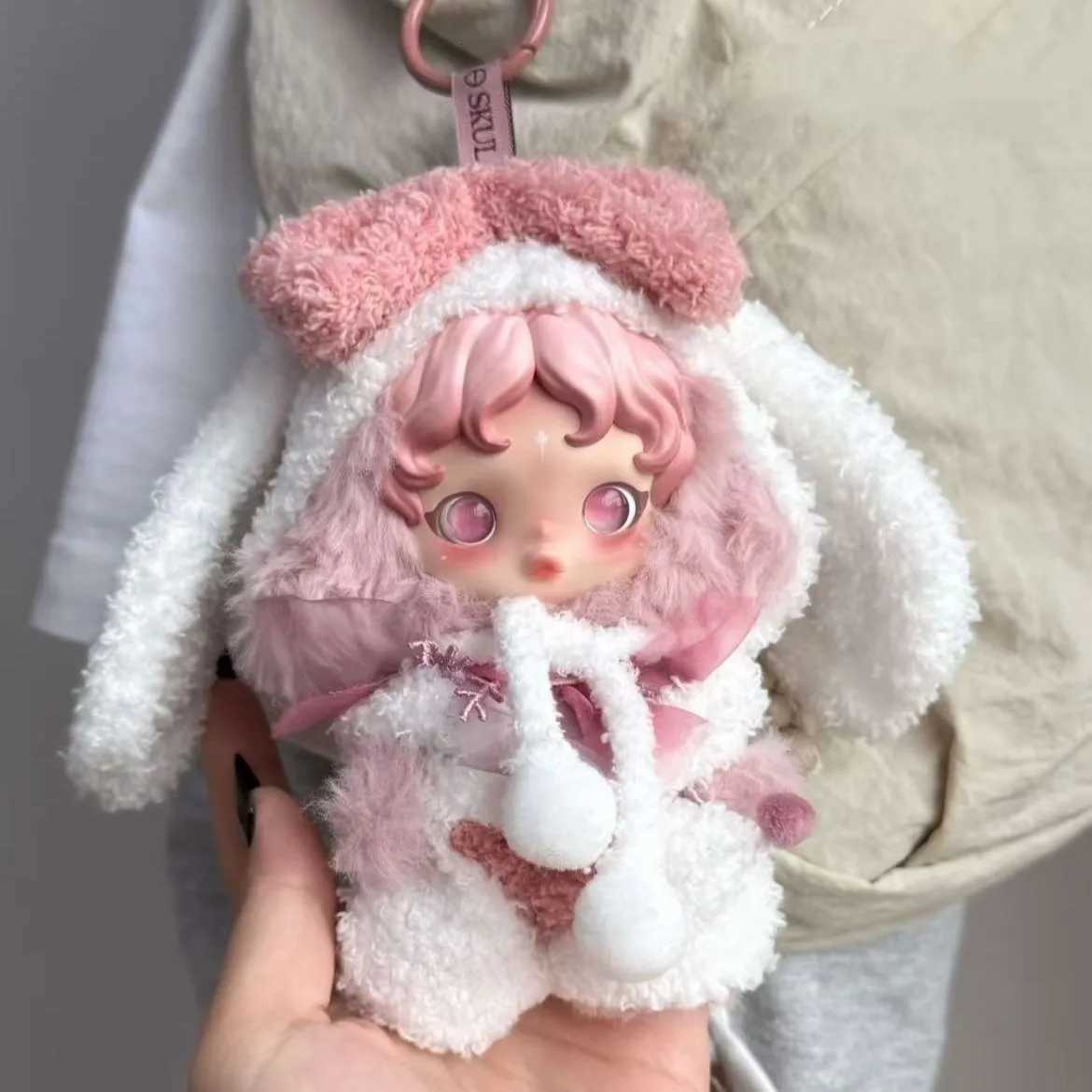 For Skullpanda Doll Pink White Big Rabbit Ear Clothes for Skull Panda Labubu 30 Doll Outfit Clothing Accessories Y251215-image-1088448640