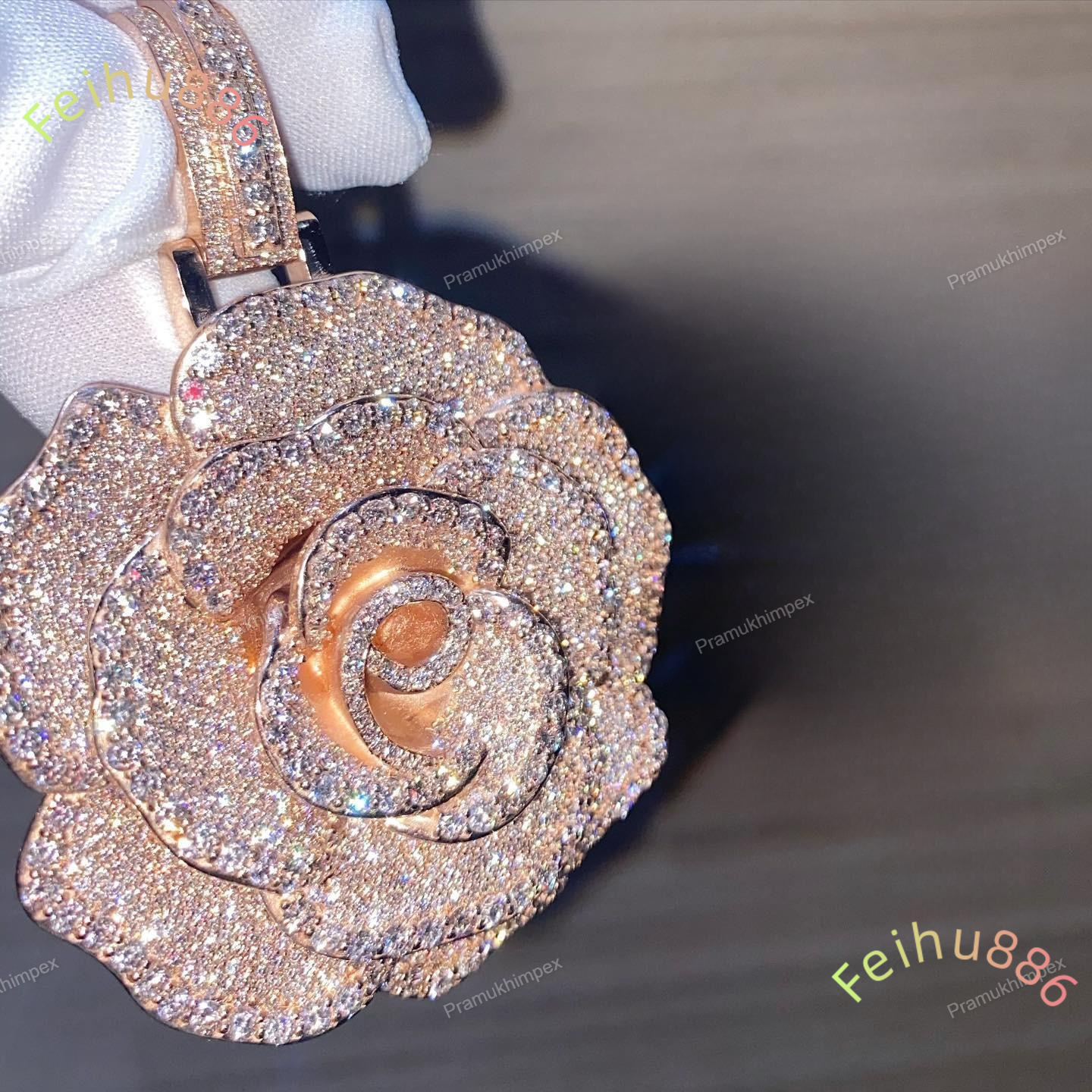 S925 Sterling Silver VVS Moissanite GRA Certified Iced Out Hip Hop Custom Flower Rose Pendant for Men Factory Wholesale Price