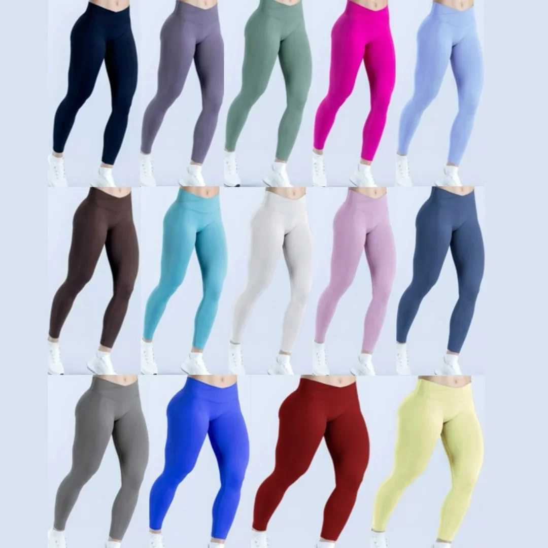 P-D StitCHIng Cross Waist Pleated Hip Low Waist Seamless Outdoor Sports Fitness Trousers for Women G251215-image-1088460903