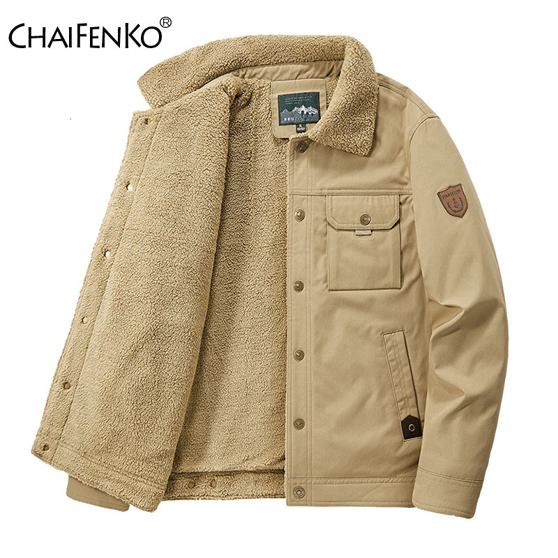 Men Winter Fleece Thick Warm Jacket Men Fashion Casual Windproof Coat Men Autumn Outwear Outdoor Fur Collar Jacket Men 251213