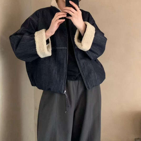 Korean Dongdaemun Women's Fashion Solid Color Easy-To-Wear Casual Lazy Style Denim Jacket B5