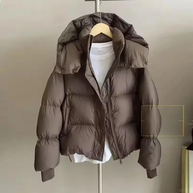 2025 Winter Puffer Jacket Women Fashion Hooded Down Cotton Overcoat Female Loose Casual Warm Parkas Outerwear 251212