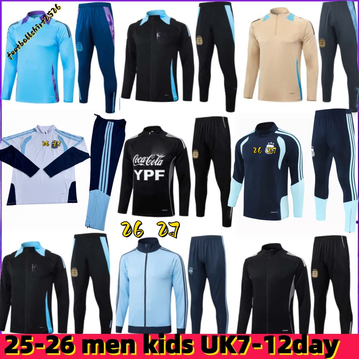 26 27 3-sterren Argentinië trainingspak Voetbalshirts jas Voetbalshirts MESSIS DI MARIALlange mouwen half getrokken Heren Trainingspak voor kinderen