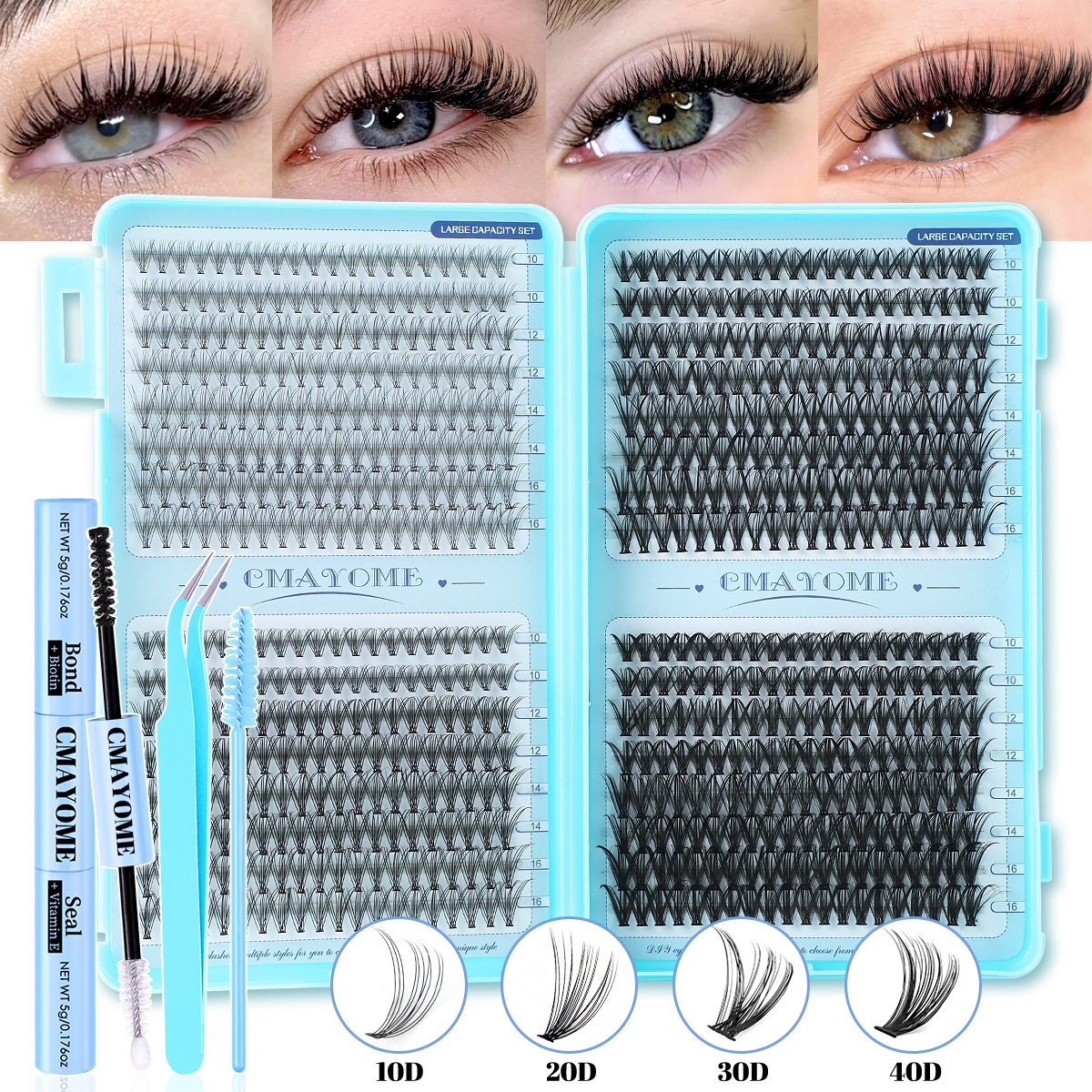 640Pcs DIY Cluster Lashes Kit Slender & Dense Individual Eyelashes Soft Lightweight Hand Made Reusable D Curled DIY Segmented Eyelash Extensions-image-396173523