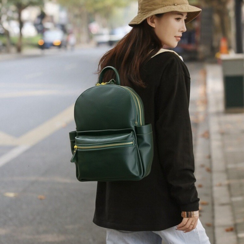 Fashionable high-quality top-notch plant-based tanned cowhide minimalist style backpack genuine leather retro exquisite designer casual travel backp