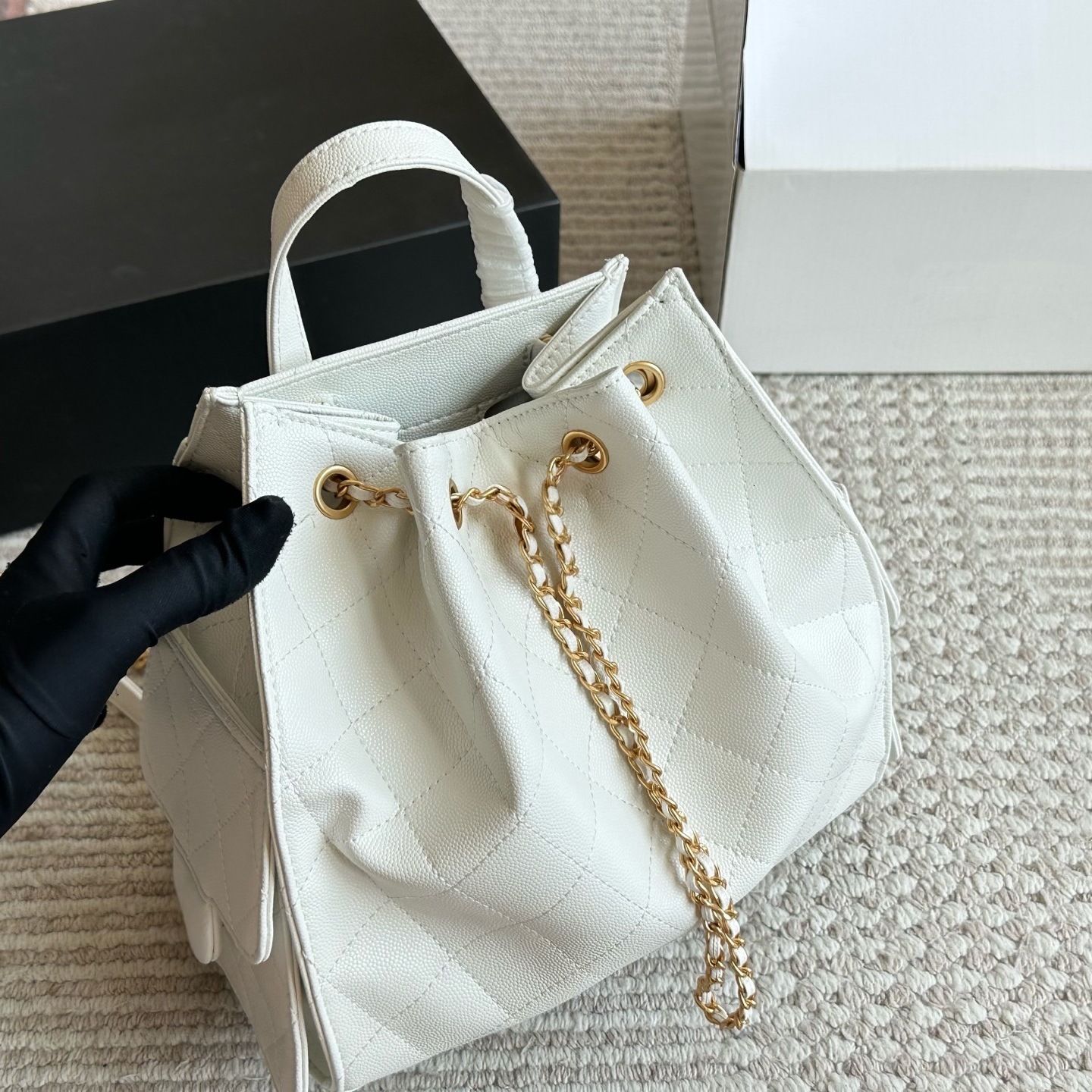 Borsa a doppia tracolla con diamante in pelle di vacchetta 2025 Nuovo modello Borsa a tracolla singola Borsa zaino piccolo Borsa da donna L218