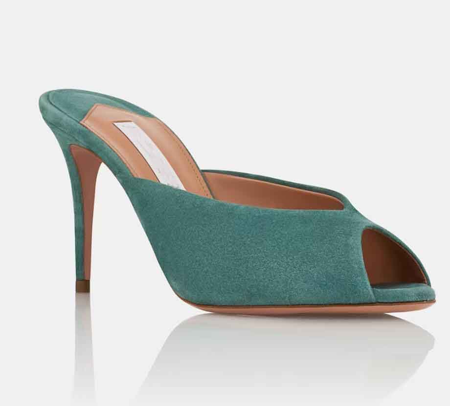 26S summer new Designer Slide Sandals Secret Mule shoes suede leather Stiletto-heel Slippers Women's High Heels Wedding play big euro 35-43 BOX