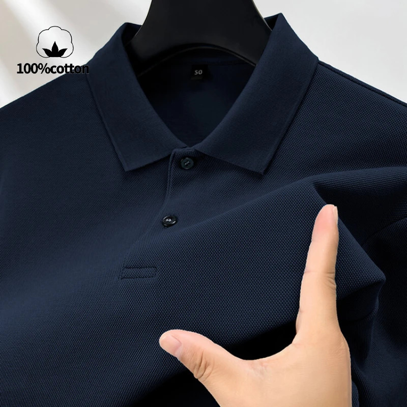 100 Cotton Polo Shirt Four Seasons Universal Leisure Long Sleeve Breathable Lapels T-shirt Perfect for Golf Sports Durable 251211