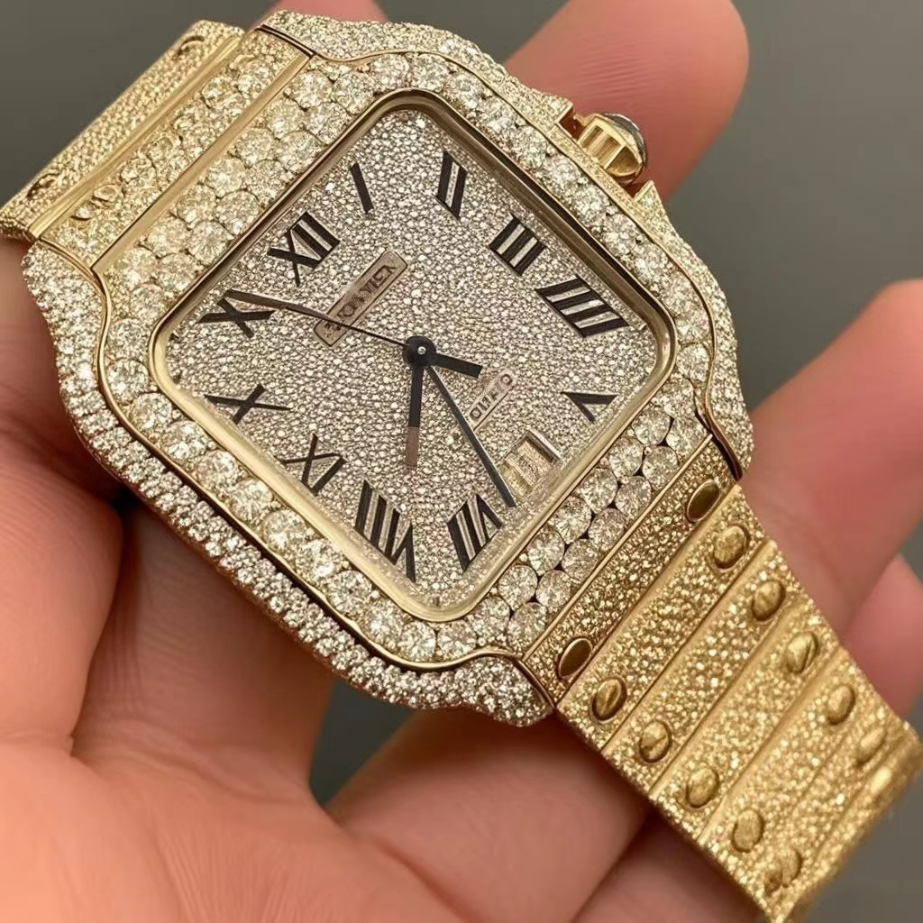 moissanite watch vvs high quality watch Top Quality Automatic Mechanical Women Designer Men Moissanite Pass test Watches Iced Out Vvs Dia Watch Free