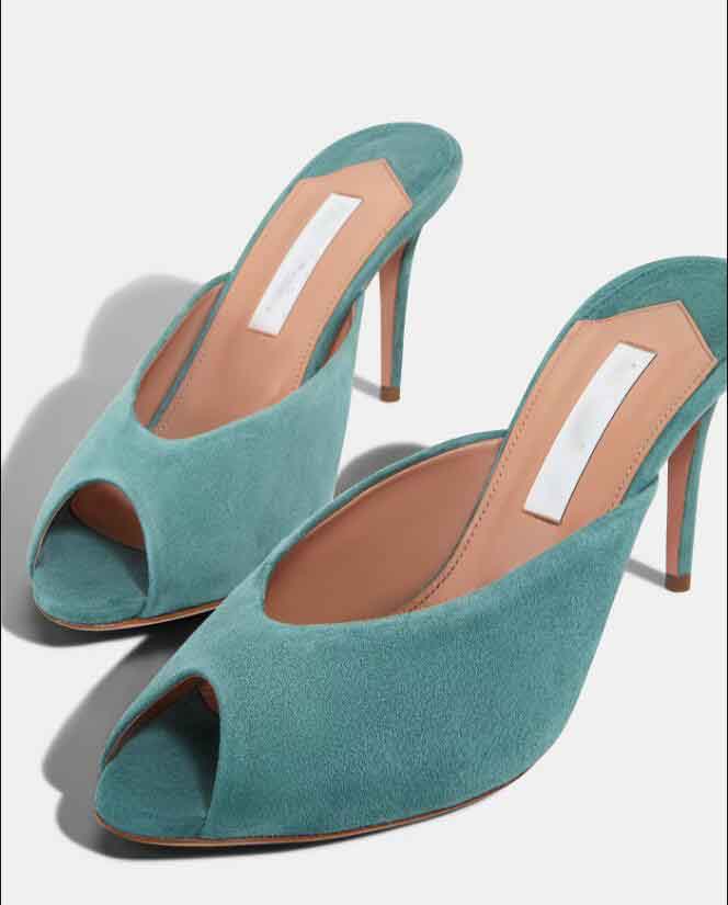 Designer famosi sandali con slide Secret Mule scarpe in pelle scamosciata Pantofole con tacco a spillo Tacchi alti da donna Matrimonio gioca grande