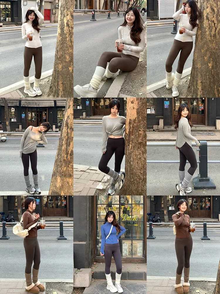 Hot Sale Autumn Winter Sports Leggings Thickened Warm Gym Yoga Pants Women High Waist Tights Fitness Pants Running Trousers G251215-image-1088461362