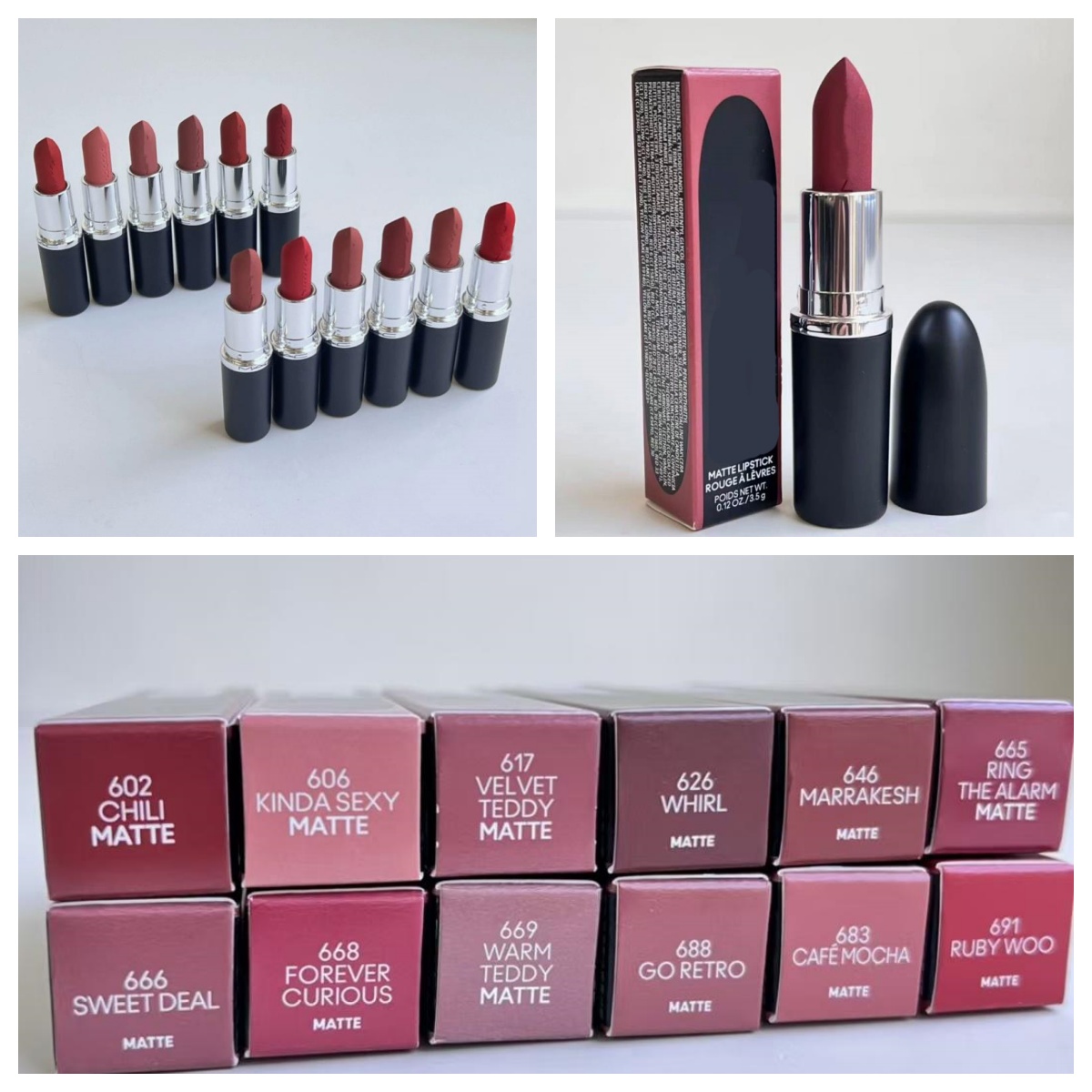Marque de créateurs Maquillage pour les lèvres Mat Rouge à lèvres 3,5 g Nature Rouge A Levres Mat Rouges à lèvres Mode Femmes Cadeaux 602 # 646 #