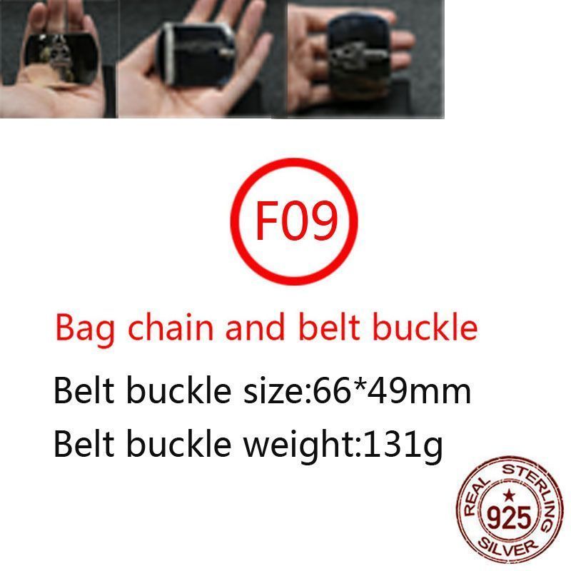 F09 S925 Sterling Silver Belt Button Head Fashion Holy Sword Versatile Suit Belt Button Personalized Punk Hip Hop Jewelry Style Gift for Lovers
