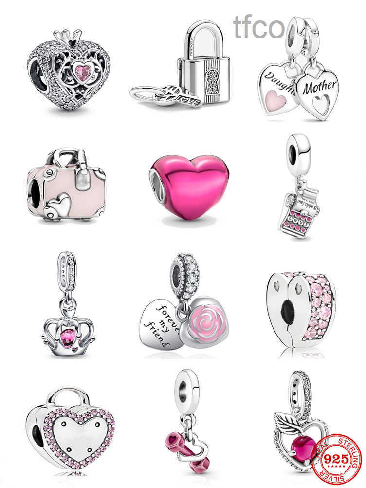 Nouveau 925 argent Sterling famille maman fille breloque rose couronne pendentif amour pince perles pour Bracelet bijoux à bricoler soi-même