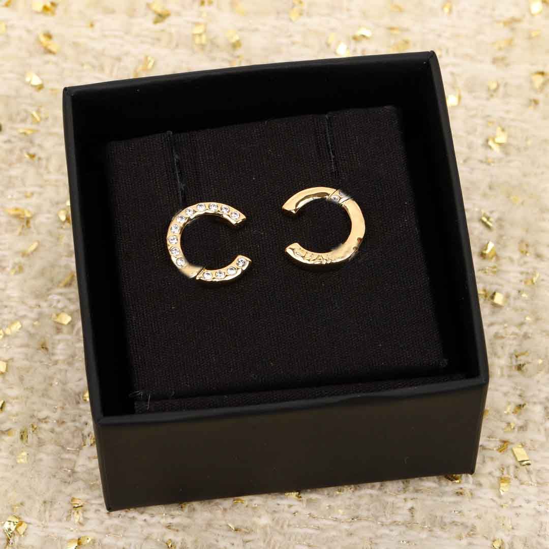 2026 Luxury quality charm stud earring with diamond and words design in 18k gold plated have stamp PS6181B