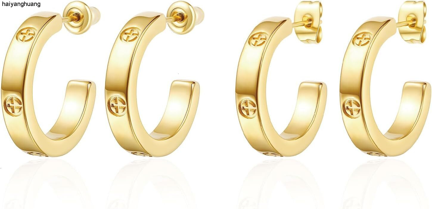 Stud Hoop Designer Love Earrings 18K Gold Plated Stainless Steel Ring Earrings Fashion Thick Heel Earrings Womens Valentines Day Christmas Birthday