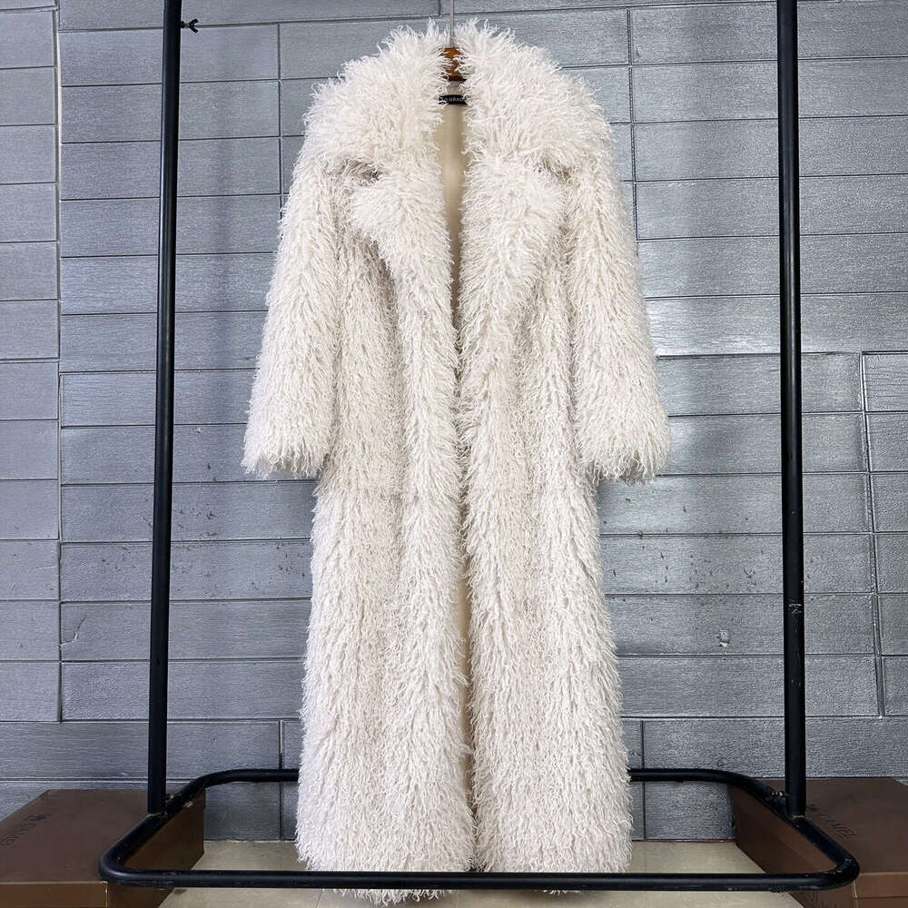 DEAT 2026 11A07448 For Autumn Winter New Fashion Beach Wool Faux Fur Coat Women Suit Collar Solid Color Long Overcoat Female