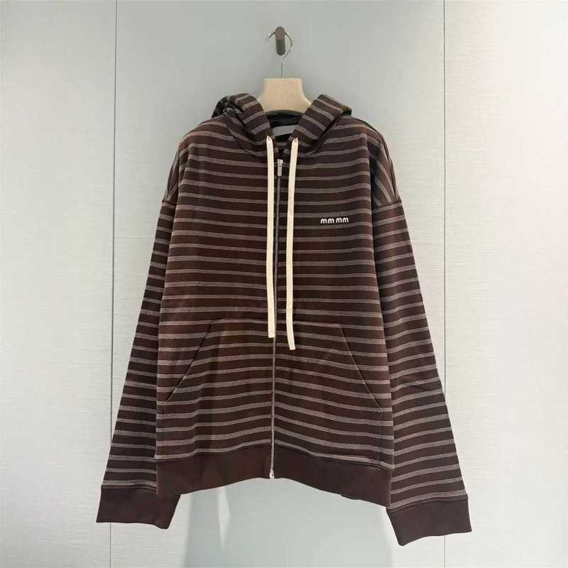 Giacche da donna del marchio Haute Couture 25 Inizio autunno Nuova lettera Ricamo Logo Felpa con cappuccio a righe con cerniera Giacca per donna 3I0