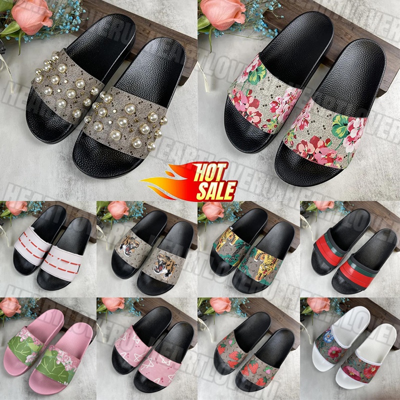 Designer Slides Sandales Lettre Femmes Mens Floral Tigre Serpent Imprimer Plat Slider Flip Flop Summer Pool Beach Pantoufles de mode Noir Blanc R