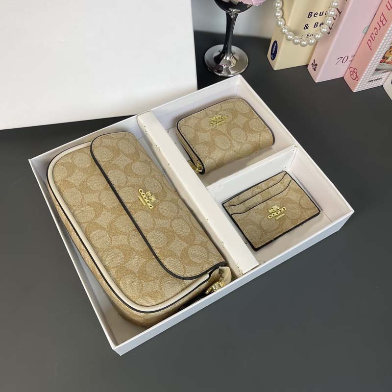 Set de billetera nuevo diseñador mujer monedero versátil popular porta tarjetas bolso pequeño personalizado set 3 piezas