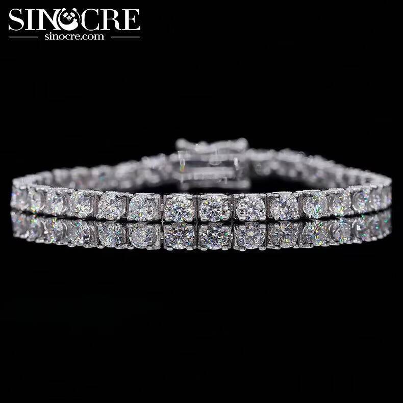 4X6mm 8 Vvs Moissanite Tennis Bracelet Chain Mossanite New Products Sinocre S925 Sterling Classic