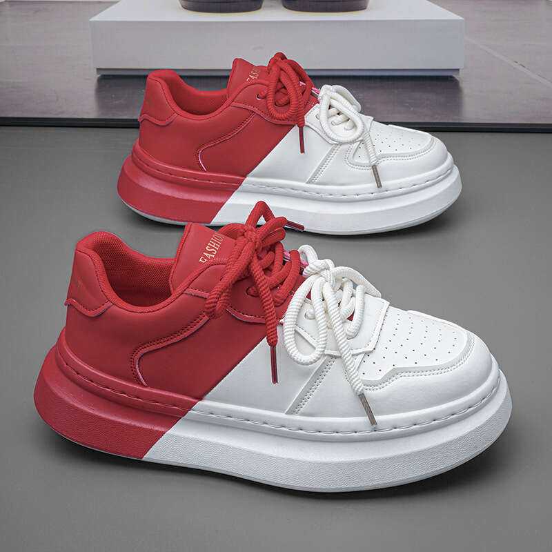 Men's Casual 2025 Autumn Leather Low-top White Versatile Trendy Thick-soled Height-increasing Shoes Fashionable Sneakers Comfortable dh4997399