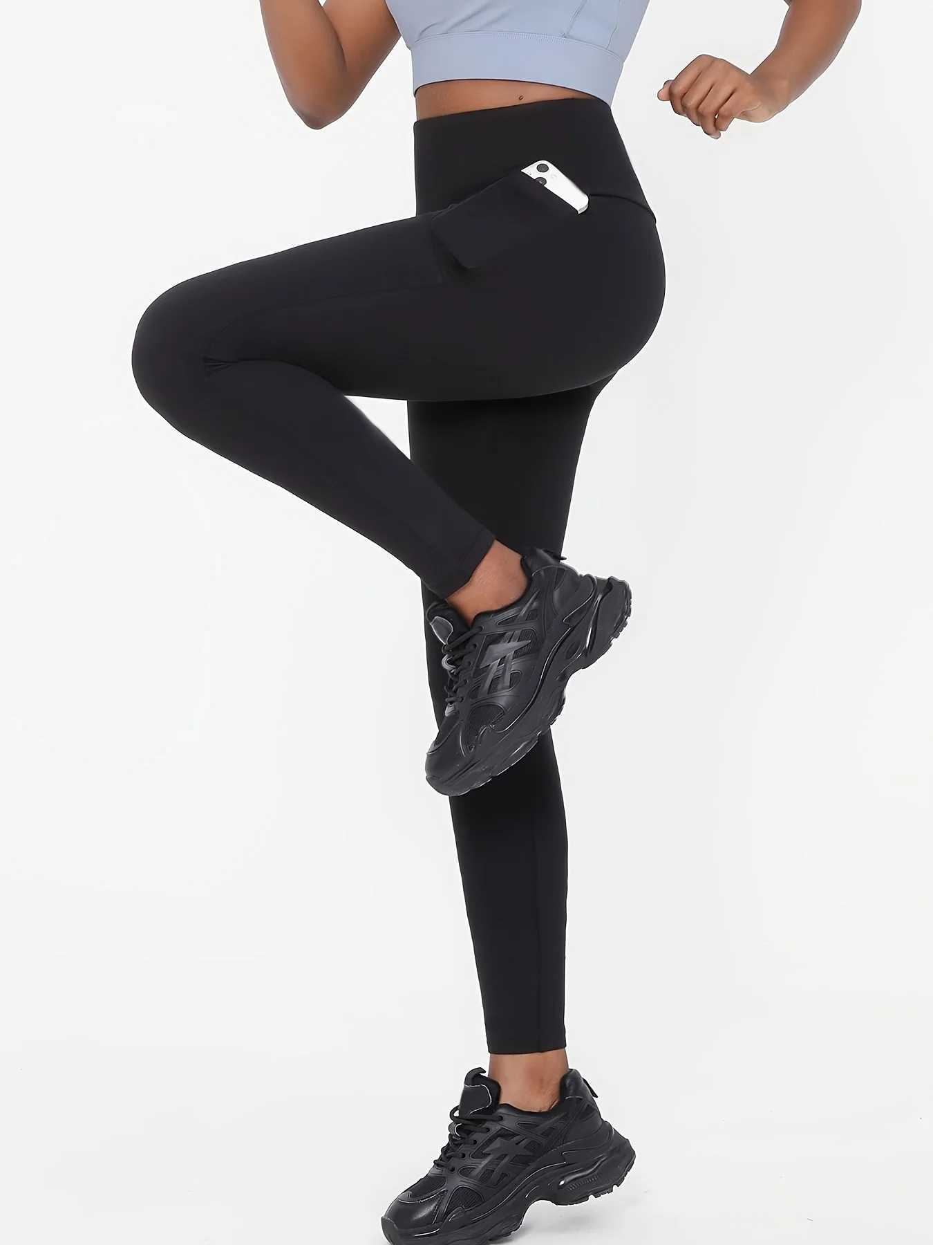 1PC Womens Plus Size High-Waisted Black Yoga Leggings Flexible Stretchy Comfort Ideal for Pilates Gym Running Hiking Fitness G251215-image-1088458672