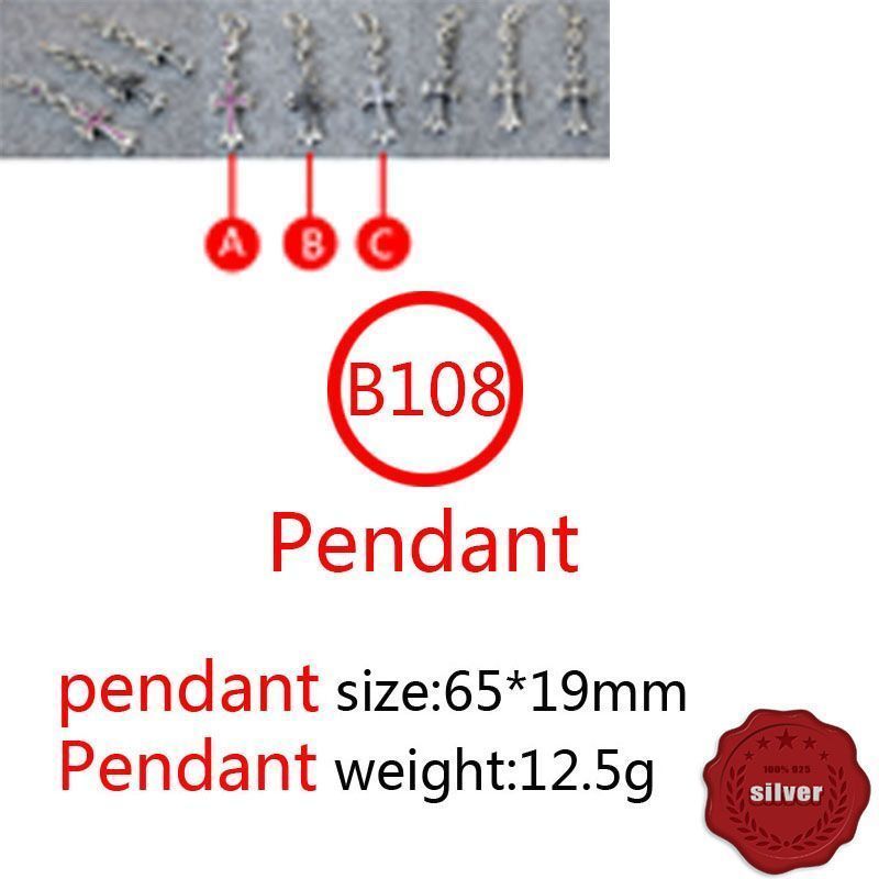 B108 S925 Sterling Silver Pendant Personalized Punk Style Retro Hip Hop Simple Diamond Inlaid Cross Flower Letter Shape Gift for Lovers new