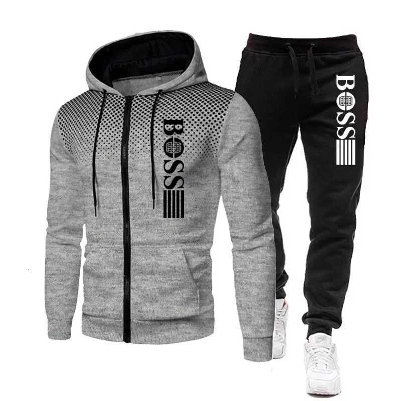 2025 New Mens zippered hoodie Casual Pants Set for Autumn and Winter fashion and Warm sportswear Two-piece set X251215