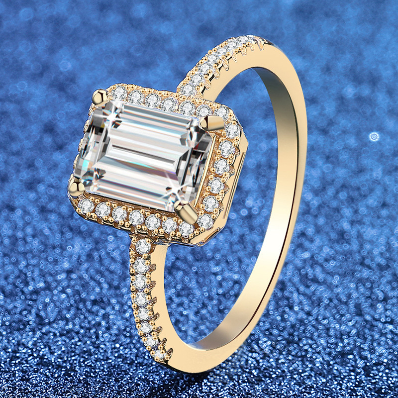 Designer Ring Moissanite S925 Pure Silver Tetraose Cube Jadeite Gloss Luxury Jewelry Cutting Suitable For Wholesale Of Women's Wedding Rings