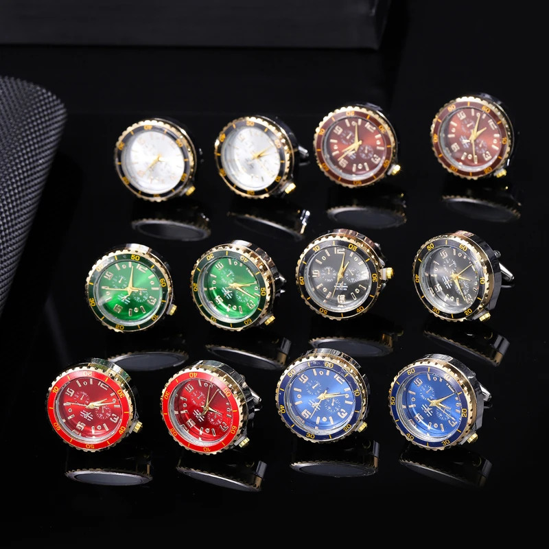 Luxulry Round Watch Cufflinks for Men Shirt Sleeves French High Quality Wedding Business Clocks Cuff Links Accessories 251209